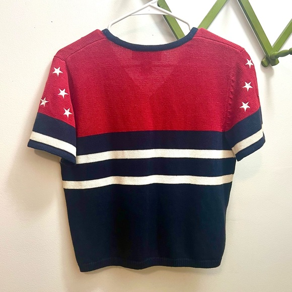 🌟HOST PICK!🌟 90s Vintage 🤍 NOS Norton Studio Patriotic Short-Sleeved Cardigan - Picture 2 of 3